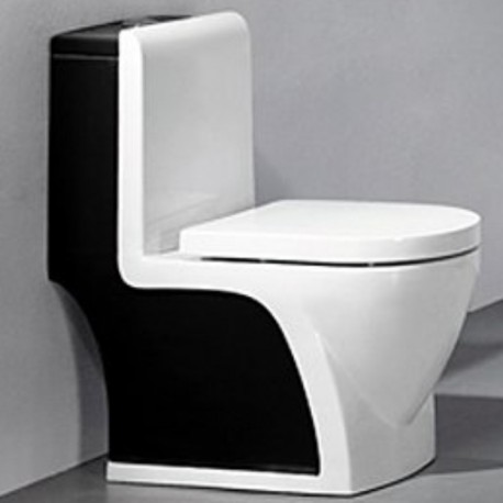800-2008BW Унитаз моноблок черно-белый MELANA